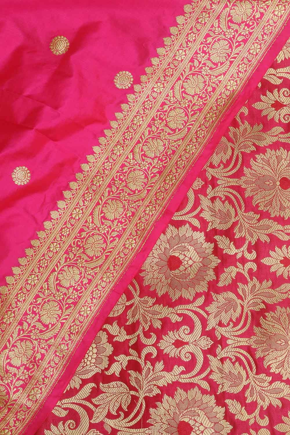 Pink Banarasi Kimkhwab Silk Suit With Banarasi Pure Katan Silk Kadwa Dupatta - Luxurion World