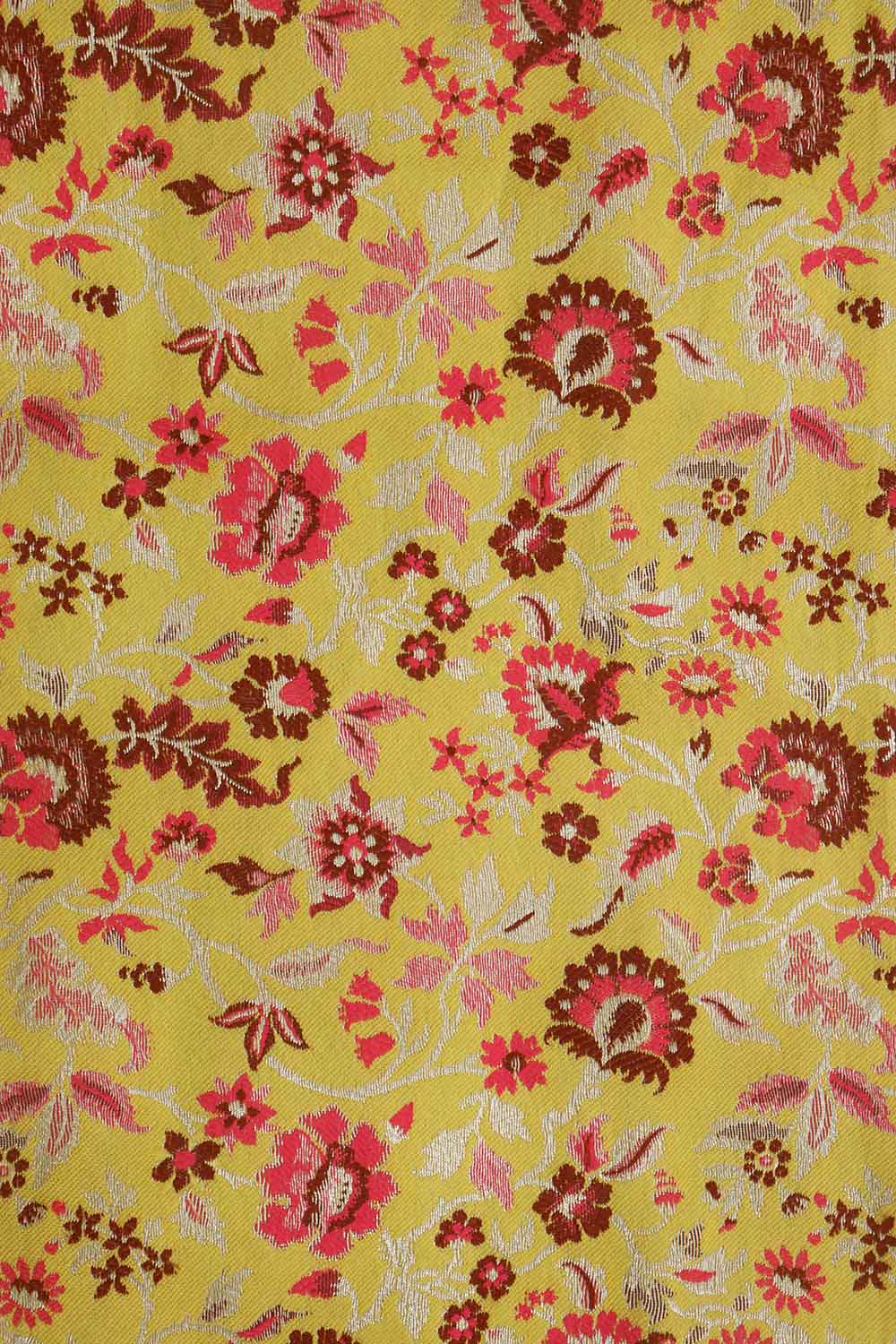 Yellow Banarasi Silk Meenakari Floral Design Suit With Banarasi Pure Katan Silk Kadwa Dupatta - Luxurion World