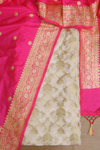 Dyeable Banarasi Silk Suit With Banarasi Pure Katan Silk Kadwa Dupatta - Luxurion World