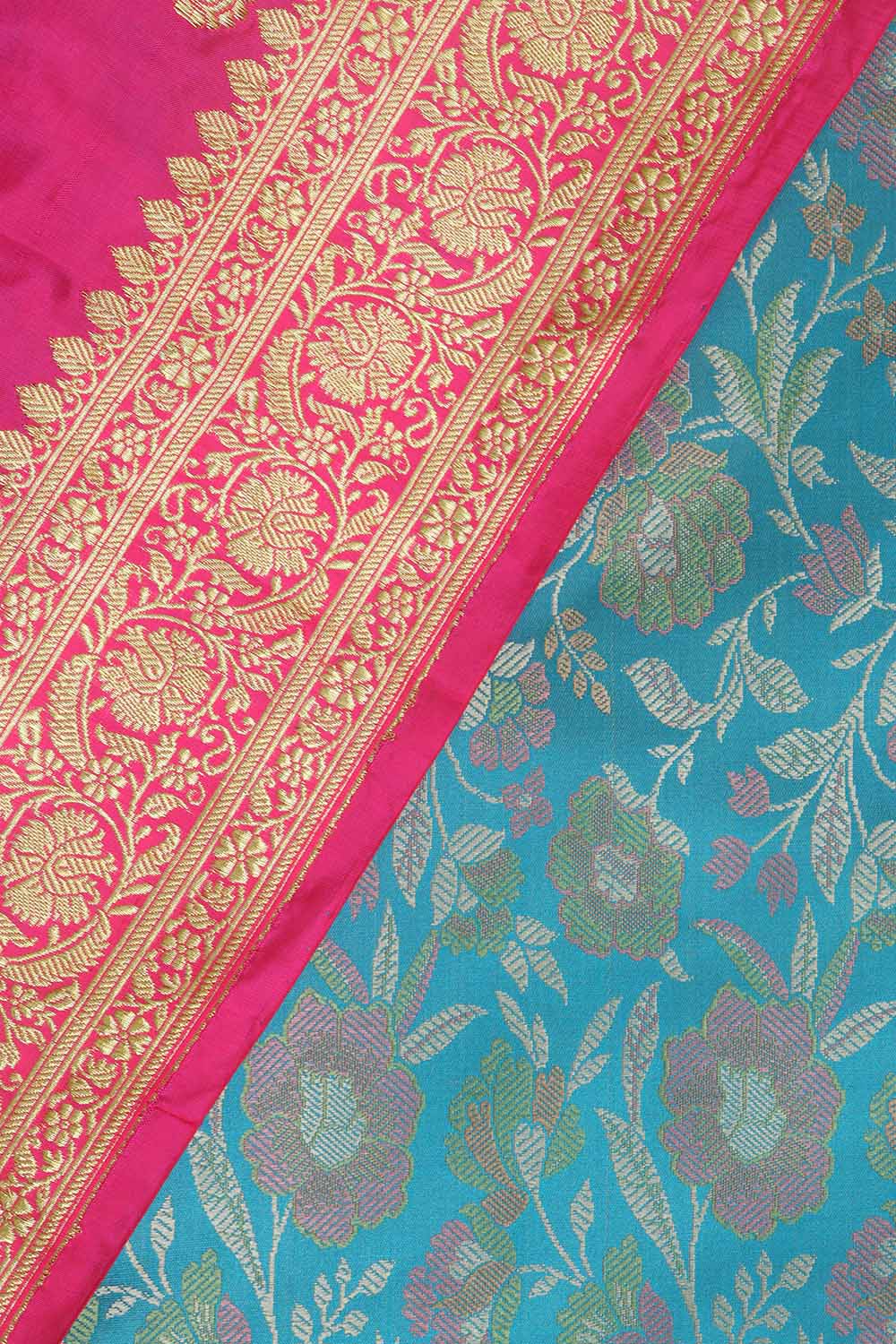 Blue Banarasi Silk Tanchui Jamawar Suit With Banarasi Pure Katan Silk Kadwa Dupatta - Luxurion World