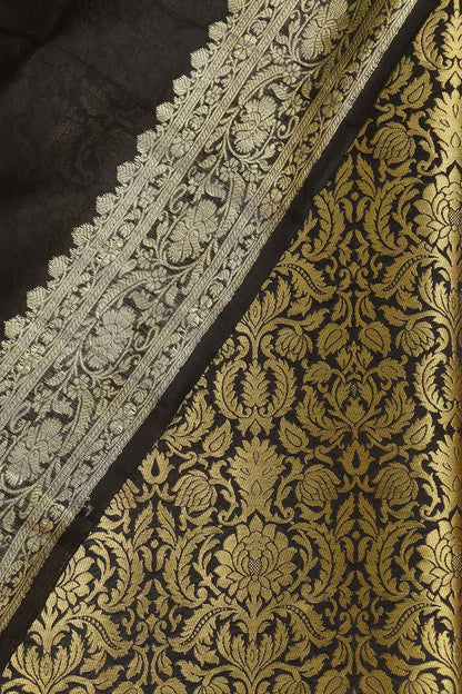 Black Banarasi Silk Brocade Suit With Banarasi Pure Katan Silk Kadwa Dupatta - Luxurion World