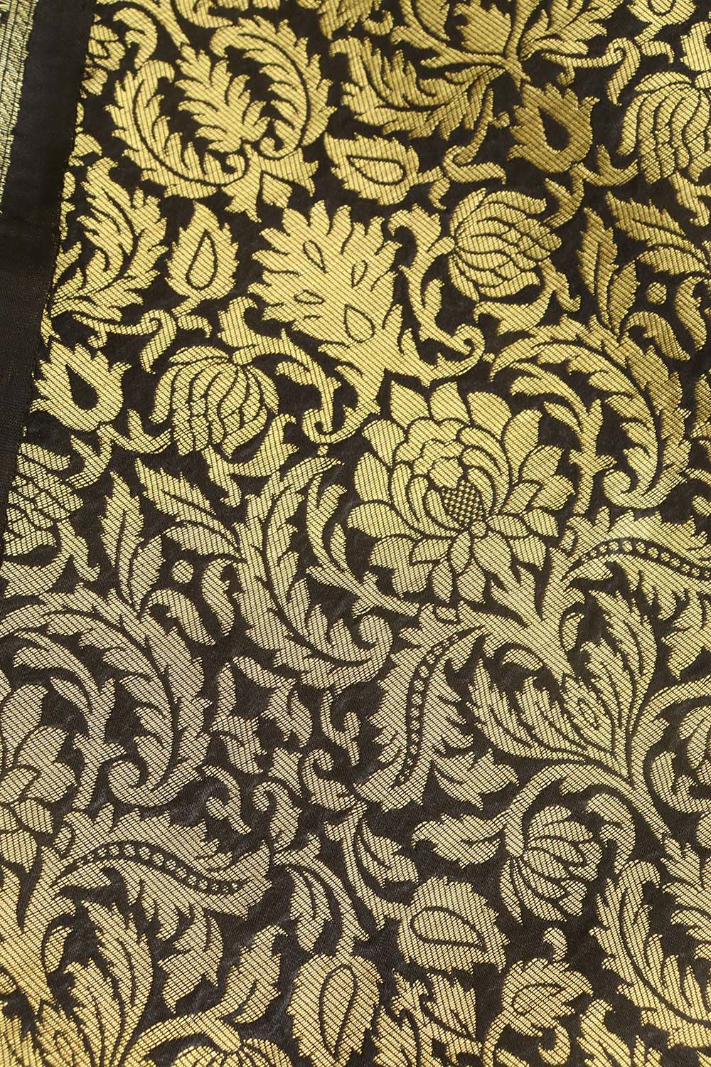 Black Banarasi Silk Brocade Suit With Banarasi Pure Katan Silk Kadwa Dupatta - Luxurion World