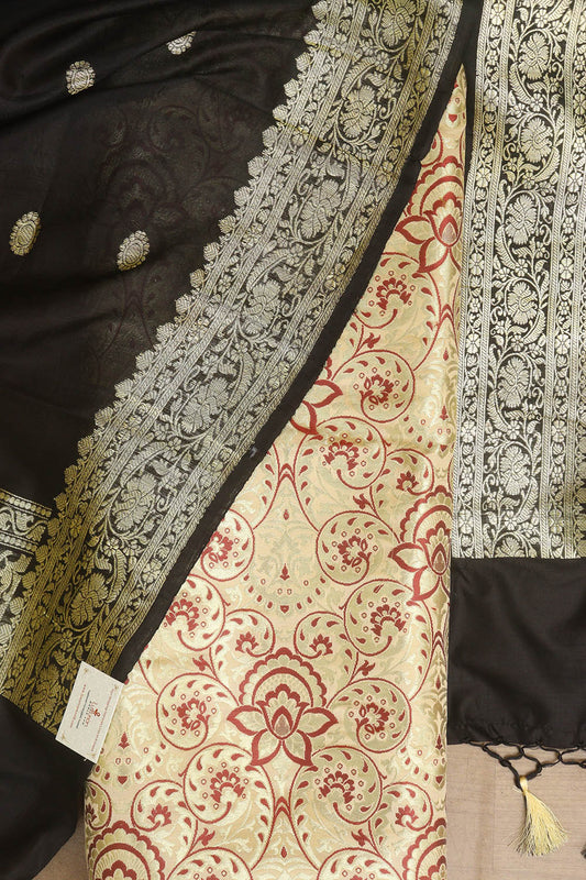 Pastel Banarasi Kimkhwab Silk Meenakari Suit With Banarasi Pure Katan Silk Kadwa Dupatta - Luxurion World