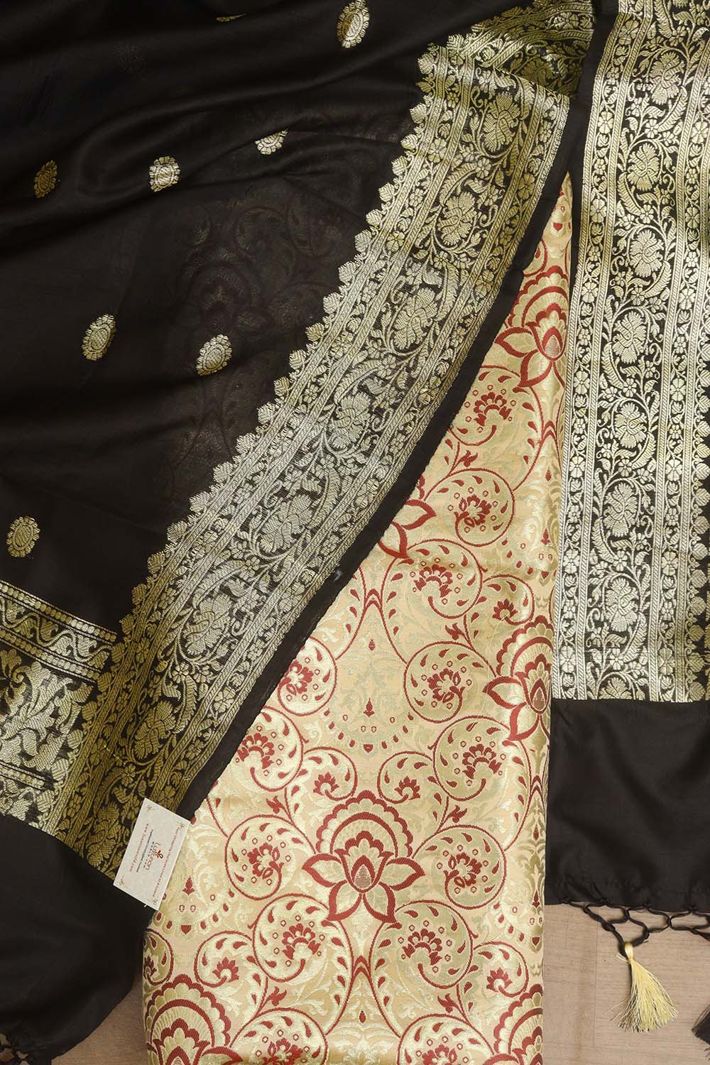 Pastel Banarasi Kimkhwab Silk Meenakari Suit With Banarasi Pure Katan Silk Kadwa Dupatta - Luxurion World