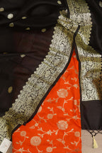 Orange Banarasi Silk Suit With Banarasi Pure Katan Silk Kadwa Dupatta - Luxurion World
