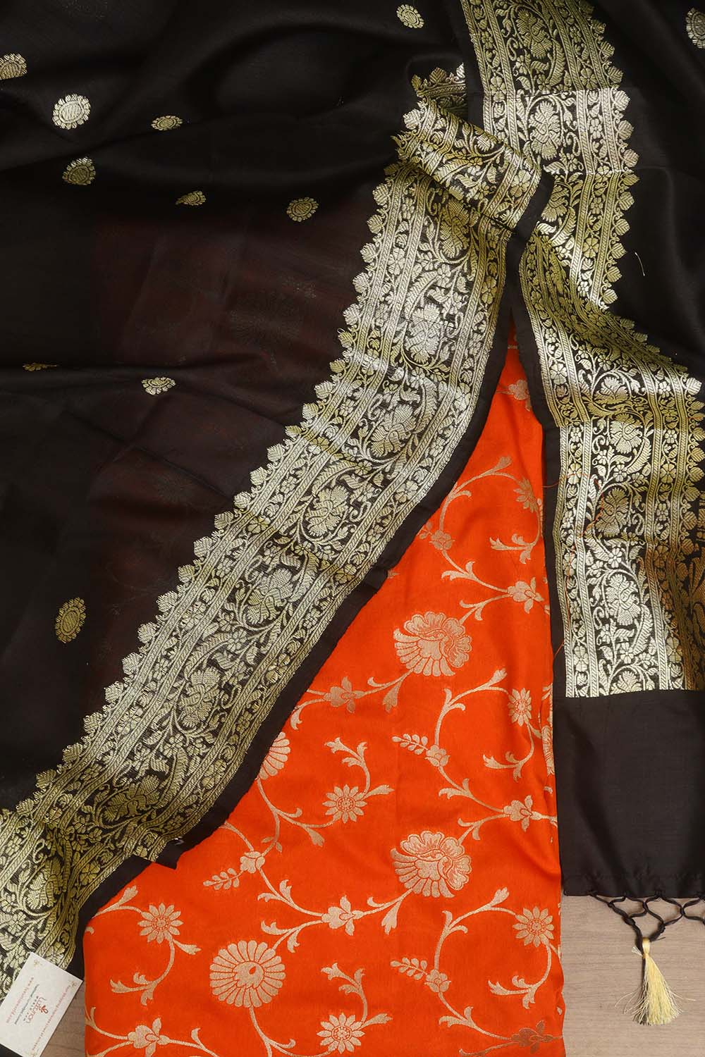 Orange Banarasi Silk Suit With Banarasi Pure Katan Silk Kadwa Dupatta - Luxurion World