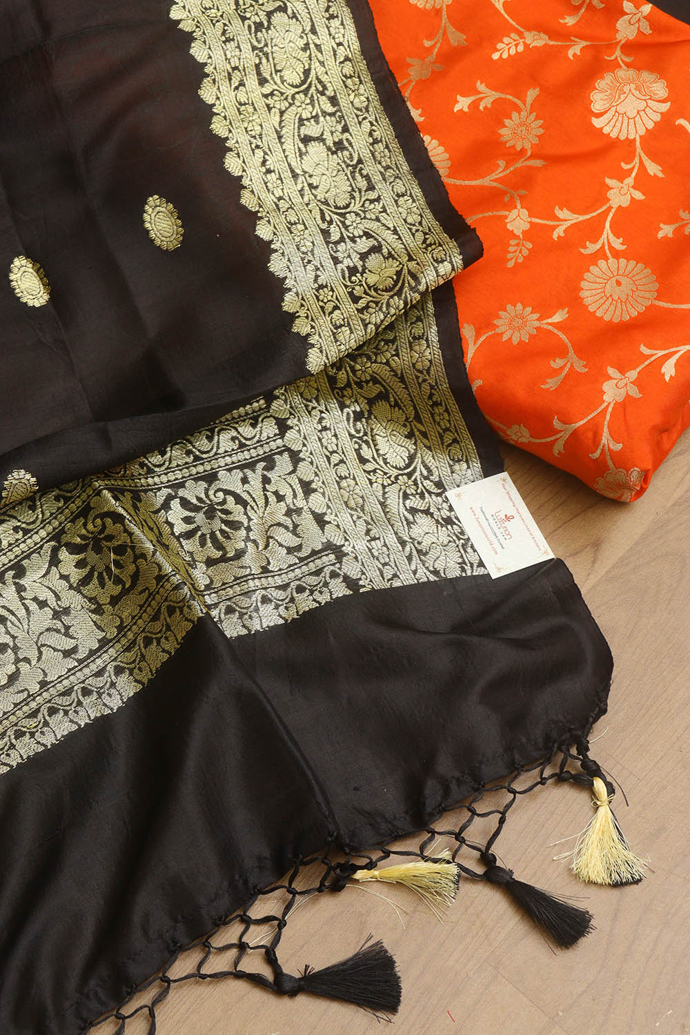 Orange Banarasi Silk Suit With Banarasi Pure Katan Silk Kadwa Dupatta - Luxurion World