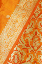 Orange Banarasi Kimkhwab Silk Suit With Banarasi Pure Katan Silk Kadwa Dupatta - Luxurion World