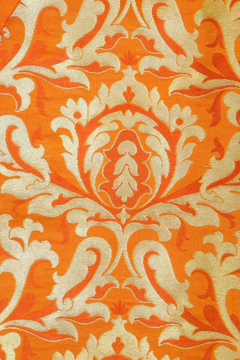 Orange Banarasi Kimkhwab Silk Suit With Banarasi Pure Katan Silk Kadwa Dupatta - Luxurion World
