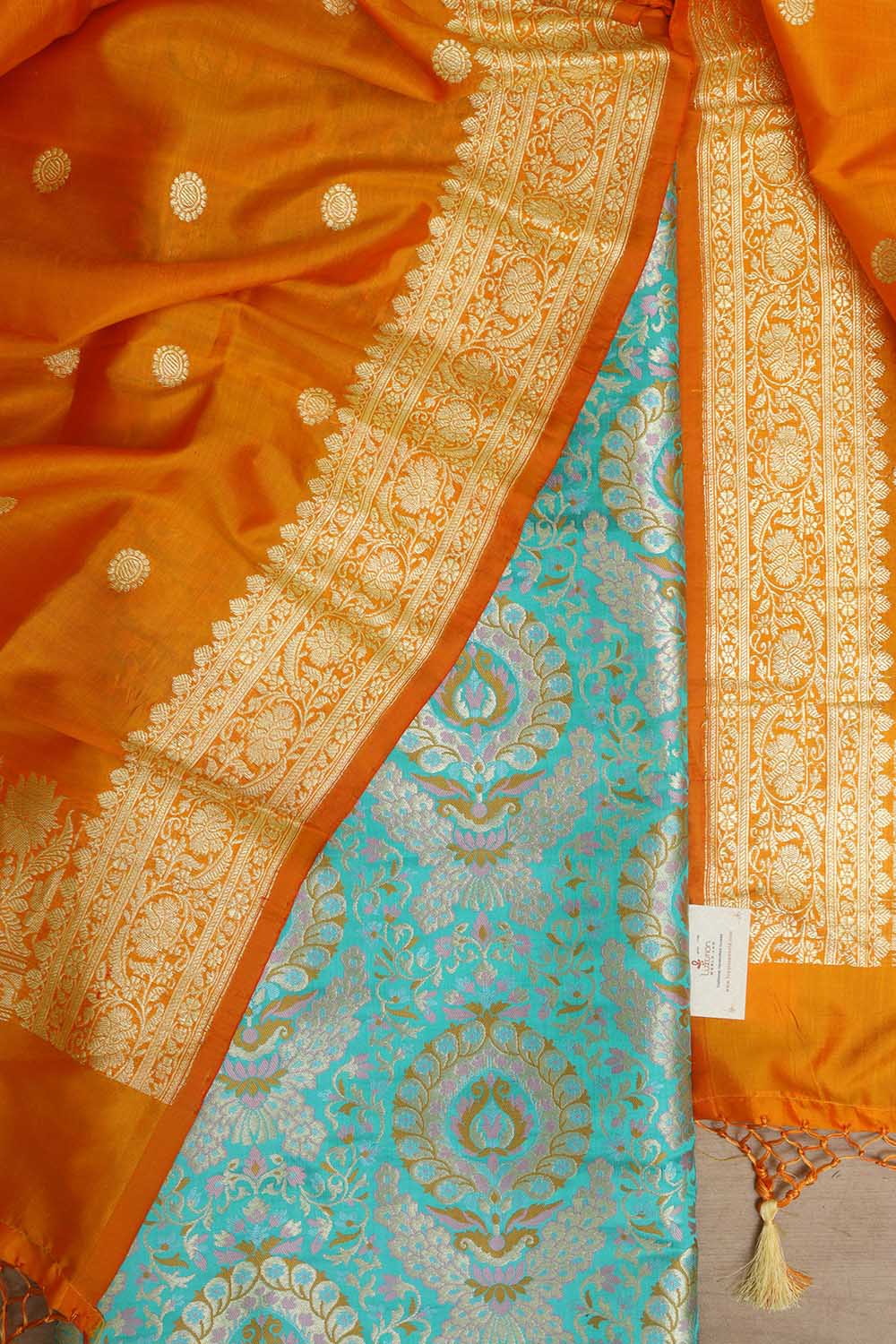 Blue Banarasi Kimkhwab Silk Suit With Banarasi Pure Katan Silk Kadwa Dupatta - Luxurion World
