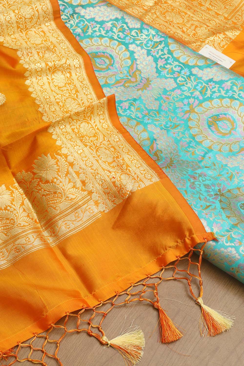 Blue Banarasi Kimkhwab Silk Suit With Banarasi Pure Katan Silk Kadwa Dupatta - Luxurion World