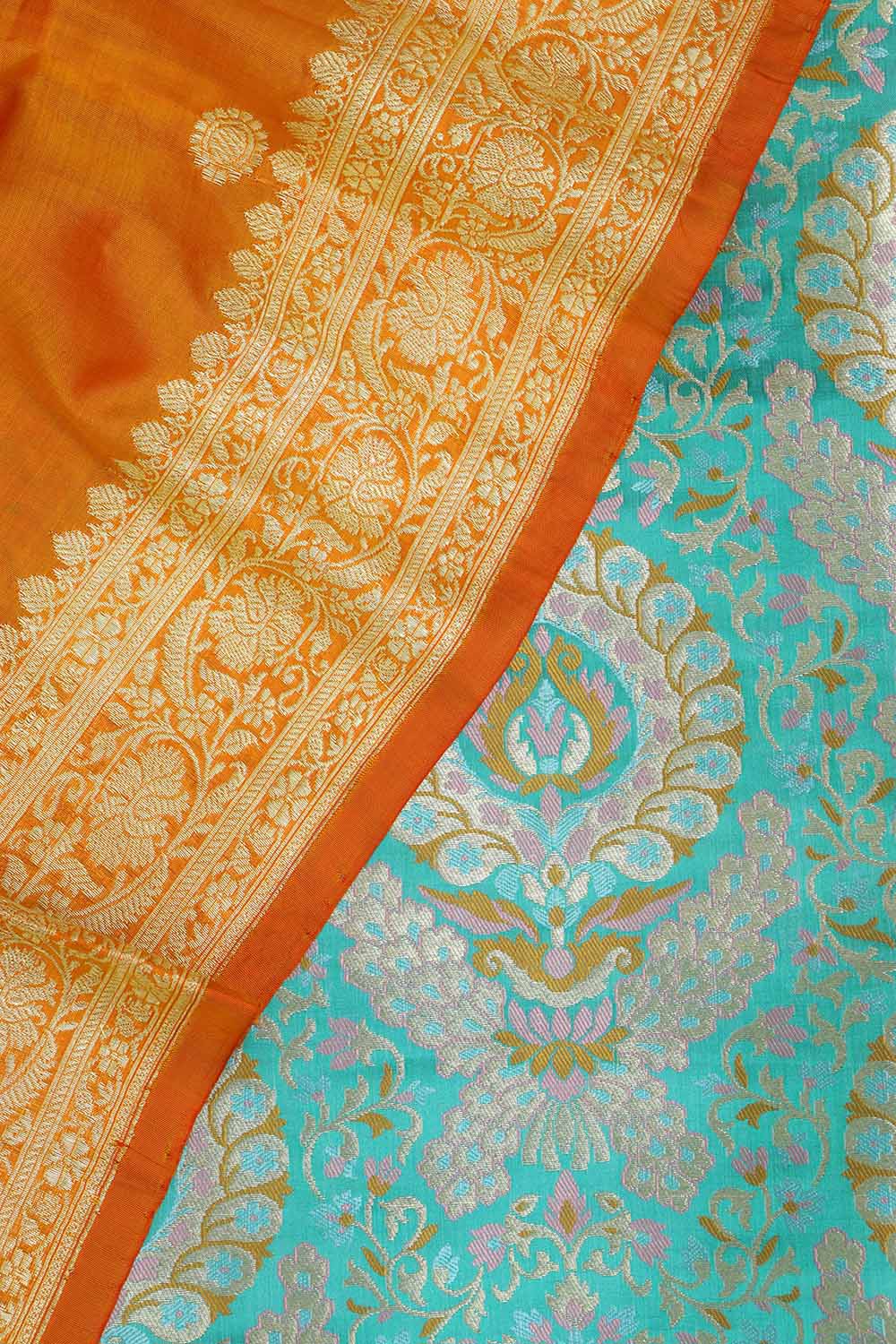 Blue Banarasi Kimkhwab Silk Suit With Banarasi Pure Katan Silk Kadwa Dupatta - Luxurion World
