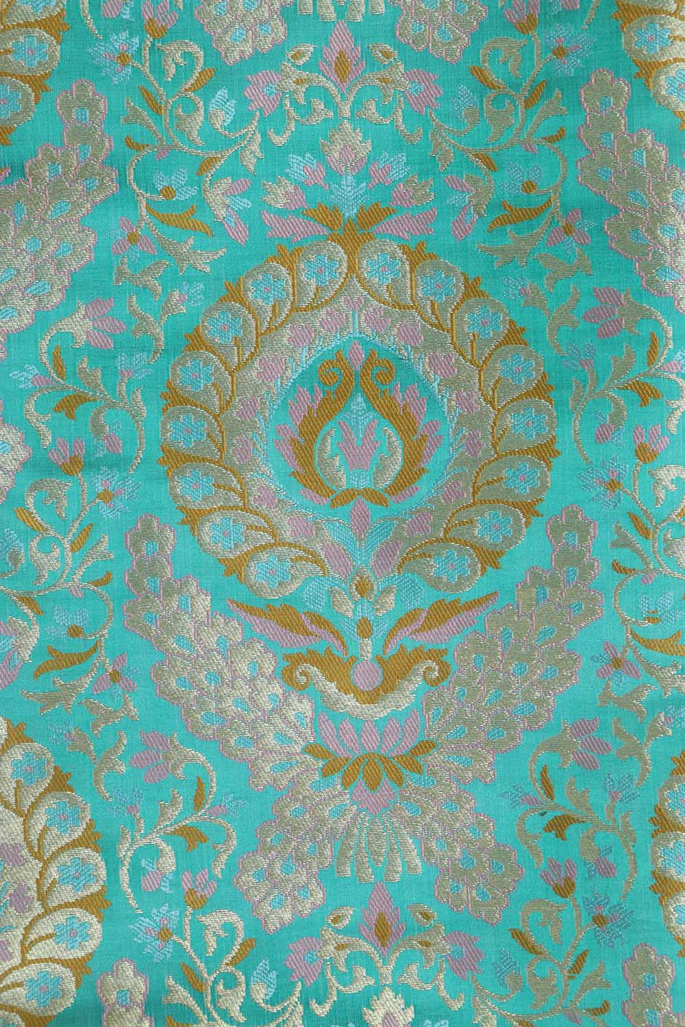 Blue Banarasi Kimkhwab Silk Suit With Banarasi Pure Katan Silk Kadwa Dupatta - Luxurion World
