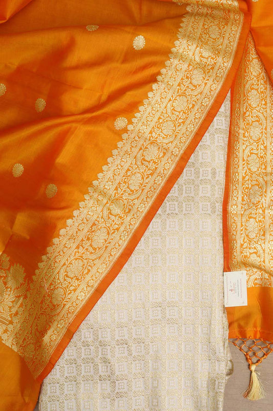Dyeable Banarasi Silk Suit With Banarasi Pure Katan Silk Kadwa Dupatta - Luxurion World