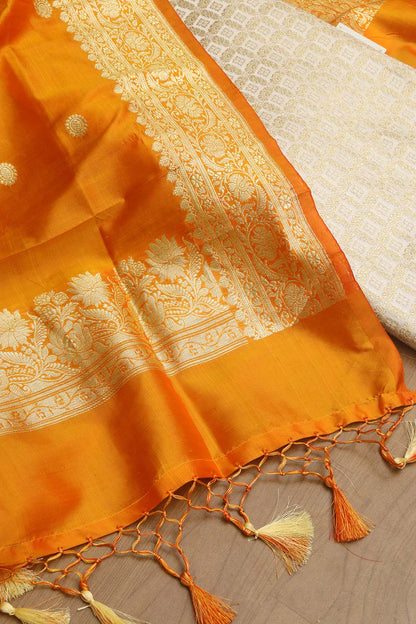 Dyeable Banarasi Silk Suit With Banarasi Pure Katan Silk Kadwa Dupatta - Luxurion World
