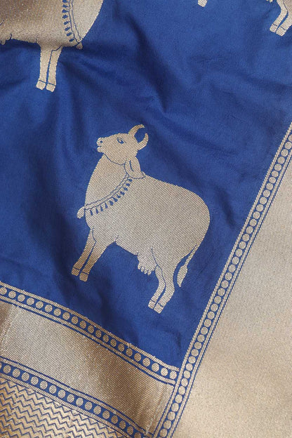 Blue Silk Suit with Banarasi Cow Dupatta - Luxurion World