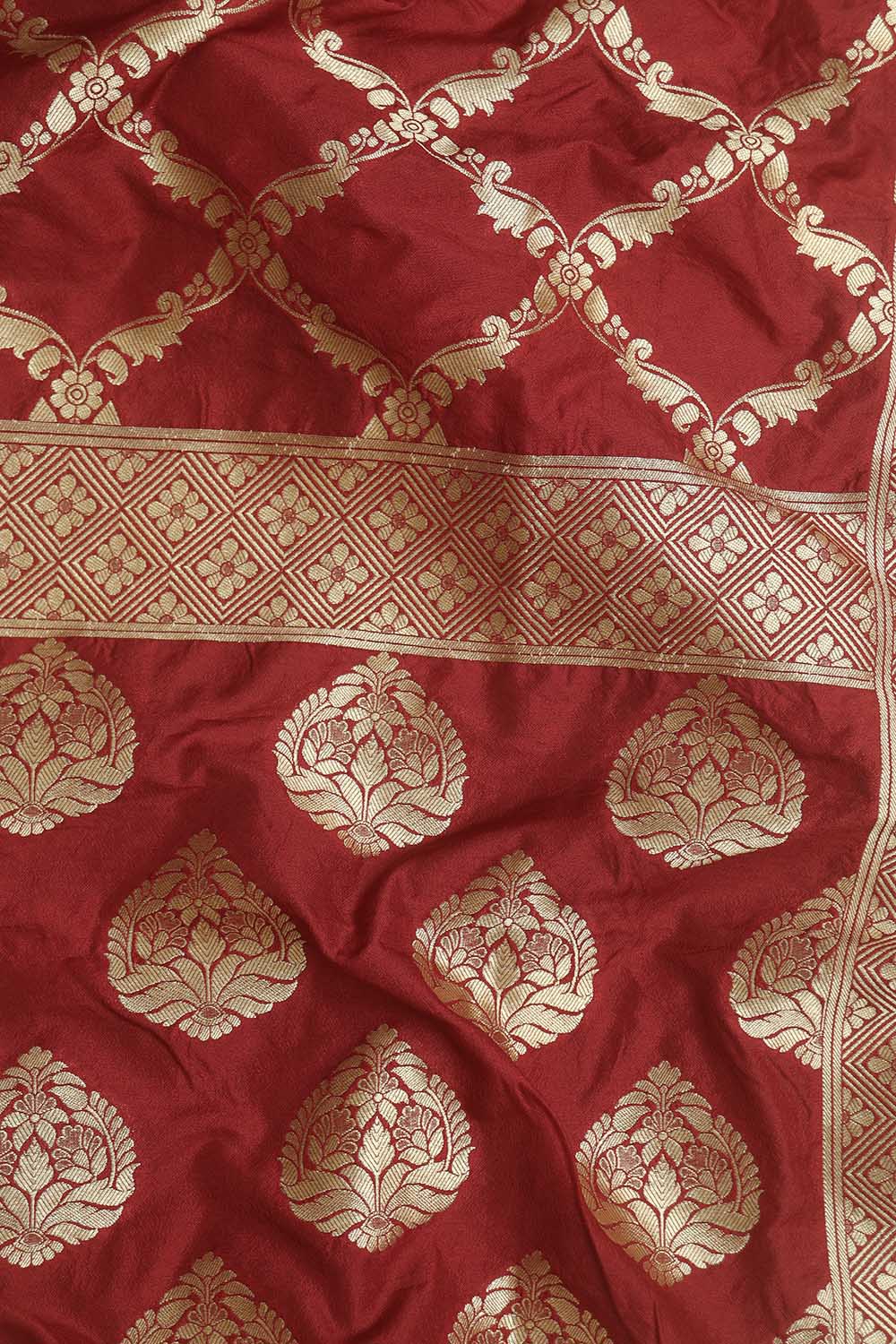 Elegant Maroon Banarasi Silk Suit & Dupatta: A Timeless Ensemble - Luxurion World