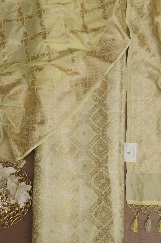 Yellow Banarasi Brocade Silk Suit With Banarasi Silk Dupatta: A Regal Ensemble of Elegance