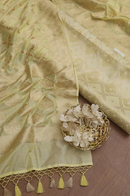 Yellow Banarasi Brocade Silk Suit With Banarasi Silk Dupatta: A Regal Ensemble of Elegance - Luxurion World