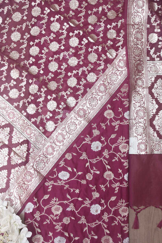 Purple Banarasi Sona Roopa Silk Suit With Banarasi Organza Dupatta
