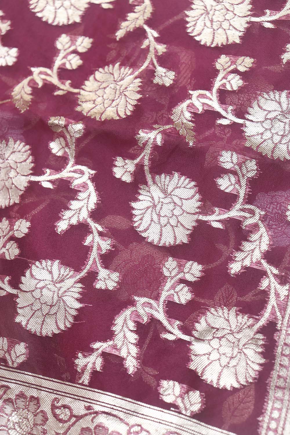 Purple Banarasi Sona Roopa Silk Suit With Banarasi Organza Dupatta - Luxurion World