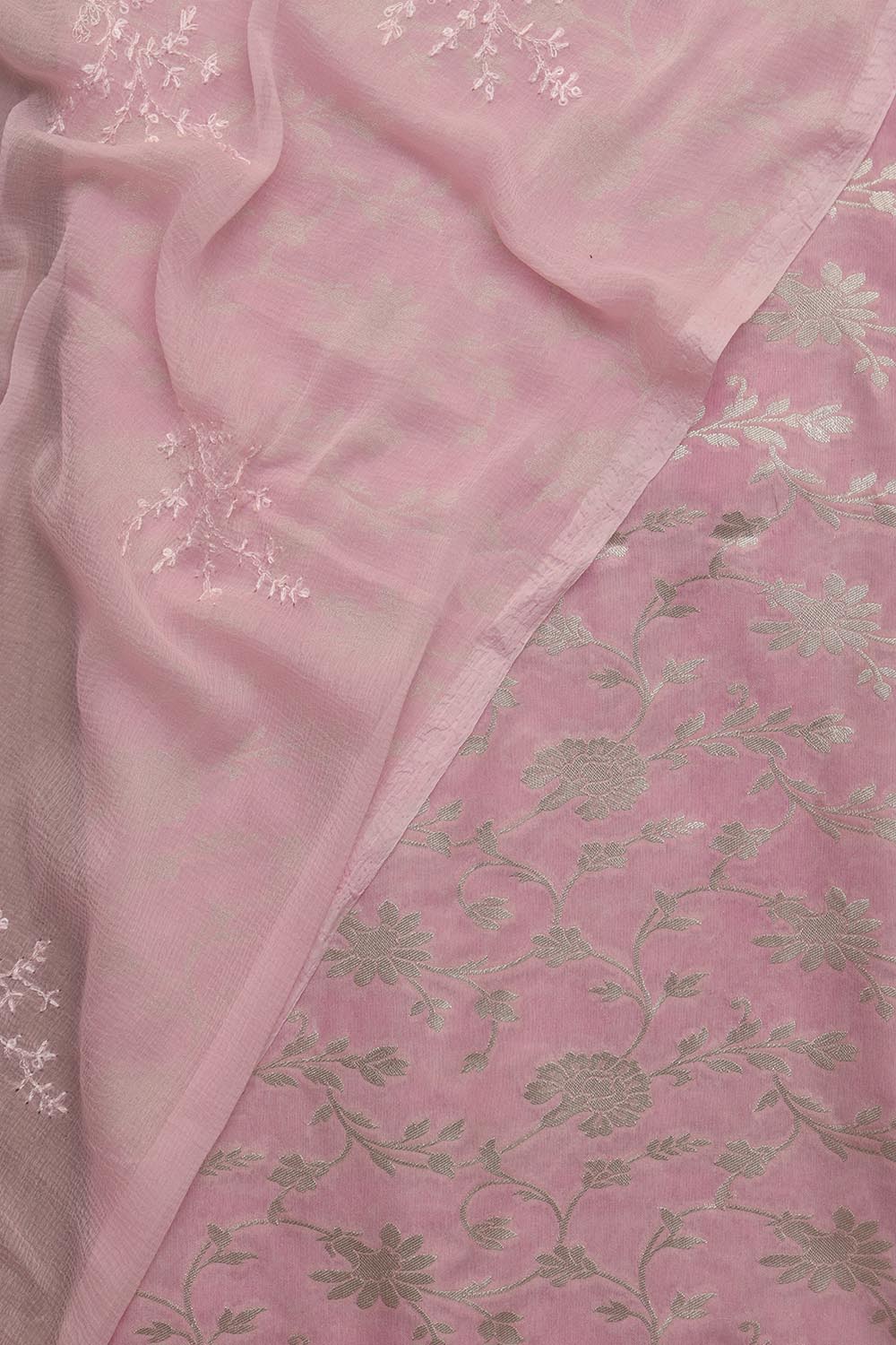 Pink Banarasi Silk Suit With Trendy Georgette Sequins Work Dupatta - Luxurion World