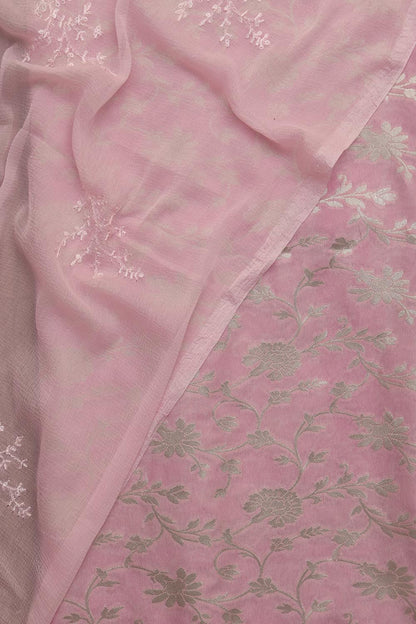 Pink Banarasi Silk Suit With Trendy Georgette Sequins Work Dupatta - Luxurion World