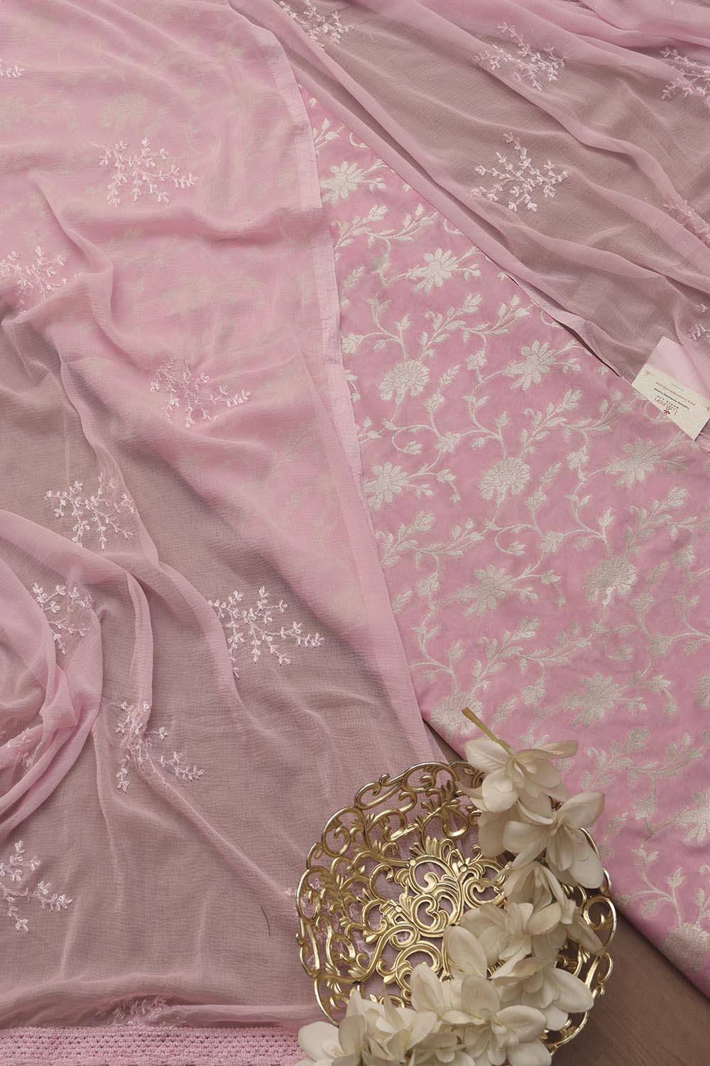 Pink Banarasi Silk Suit With Trendy Georgette Sequins Work Dupatta - Luxurion World