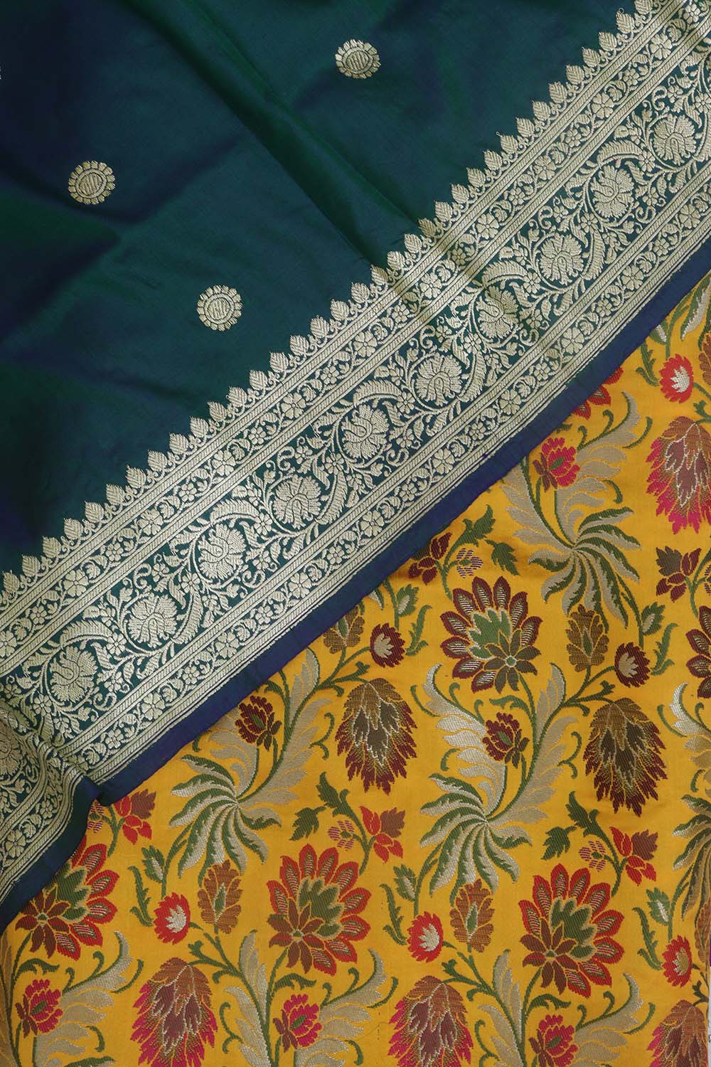 Yellow Banarasi Kimkhwab Silk Meenakari Suit With Banarasi Pure Katan Silk Kadwa Dupatta - Luxurion World