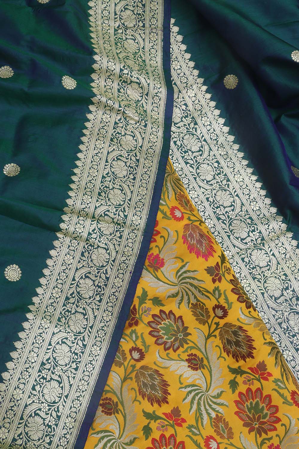 Yellow Banarasi Kimkhwab Silk Meenakari Suit With Banarasi Pure Katan Silk Kadwa Dupatta - Luxurion World