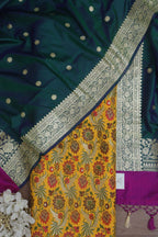 Yellow Banarasi Kimkhwab Silk Meenakari Suit With Banarasi Pure Katan Silk Kadwa Dupatta - Luxurion World