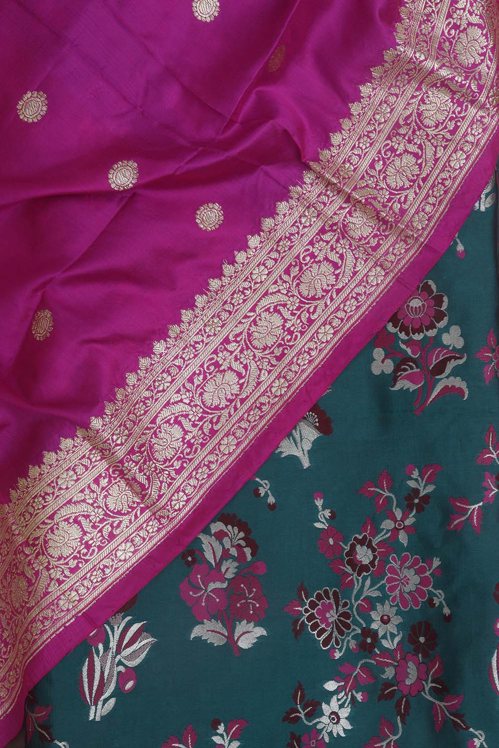 Green Banarasi Kimkhwab Silk Meenakari Suit With Banarasi Pure Katan Silk Kadwa Dupatta - Luxurion World