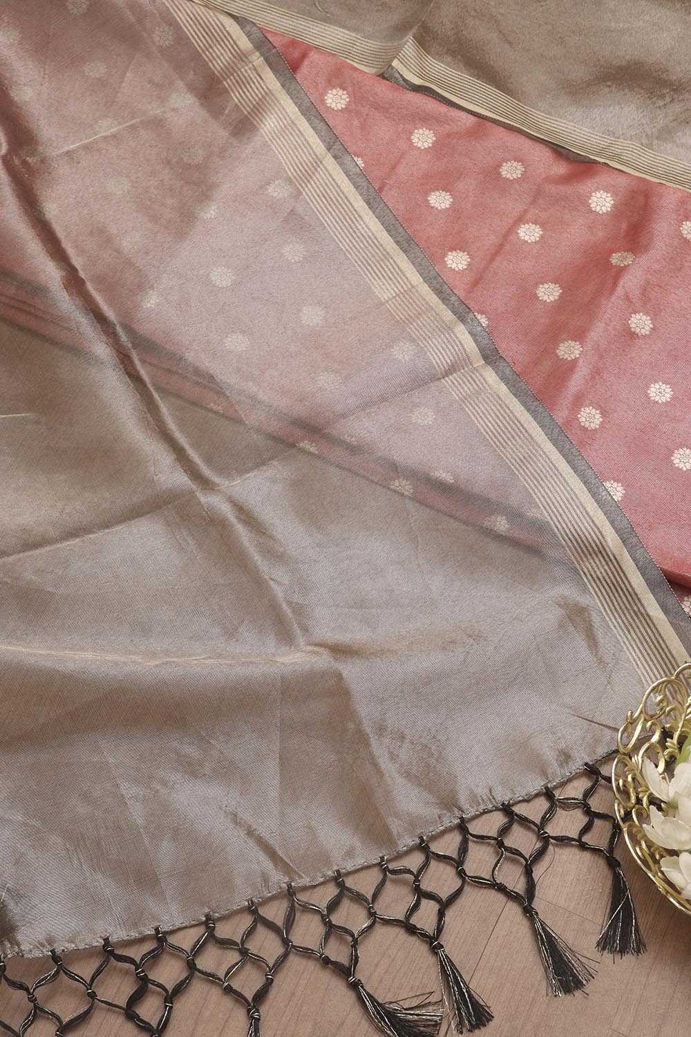 Maroon Banarasi Tissue Silk with Zari Booti Suit With Banarasi Plain Tissue Dupatta - Luxurion World