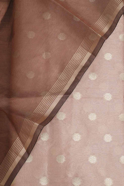 Pink Banarasi Tissue Silk Zari Booti Suit With Banarasi Plain Tissue Dupatta - Luxurion World