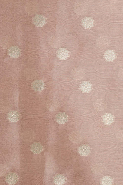 Pink Banarasi Tissue Silk Zari Booti Suit With Banarasi Plain Tissue Dupatta - Luxurion World