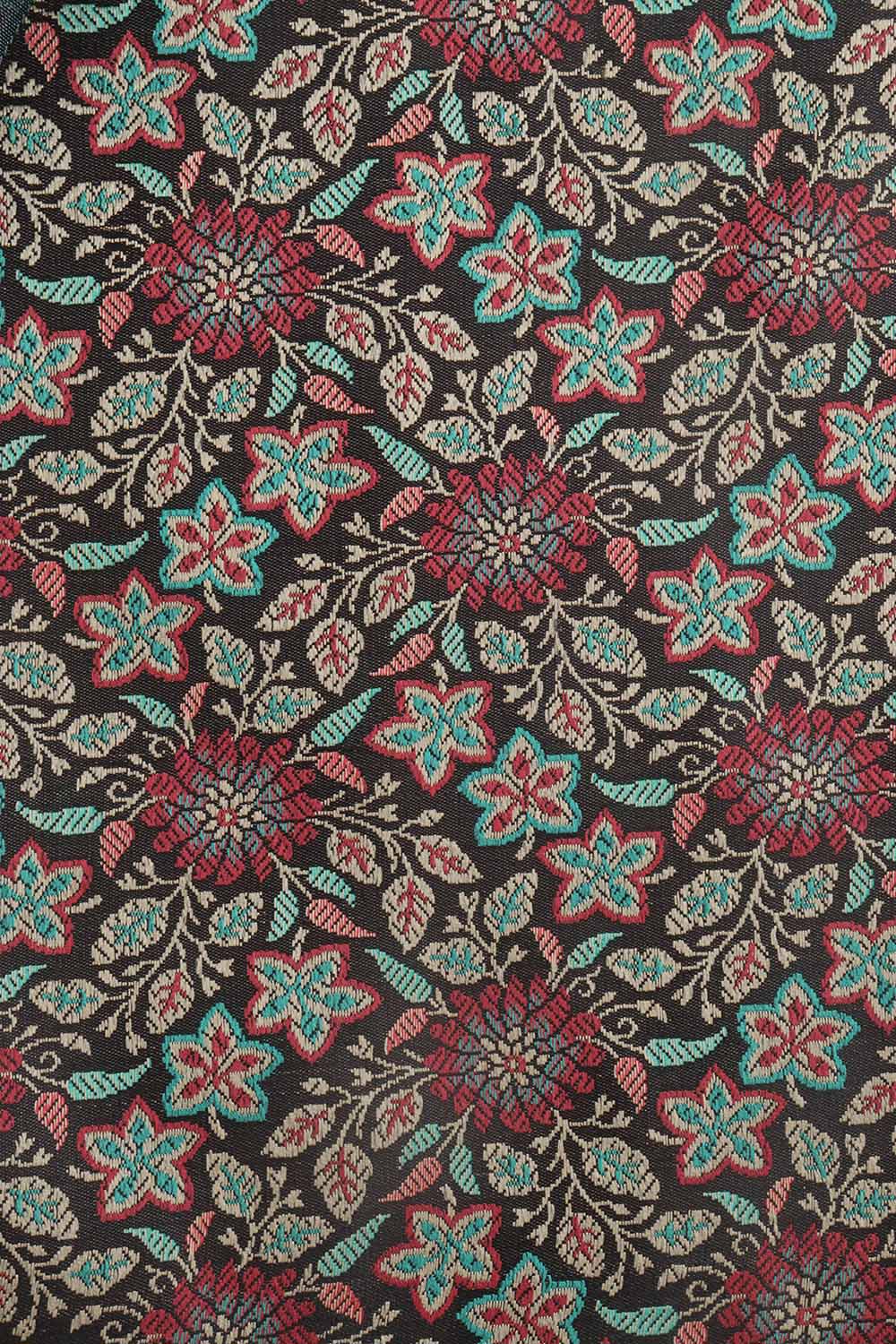 Black Banarasi Silk Tanchui Jamawar Suit With Banarasi Plain Tissue Dupatta - Luxurion World