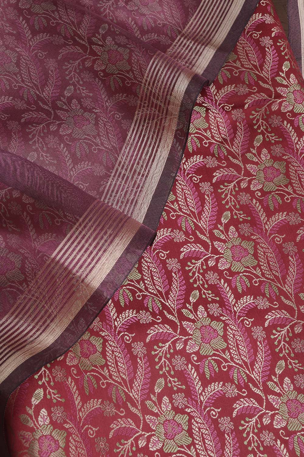 Pink Banarasi Silk Tanchui Jamawar Suit With Banarasi Plain Tissue Dupatta - Luxurion World