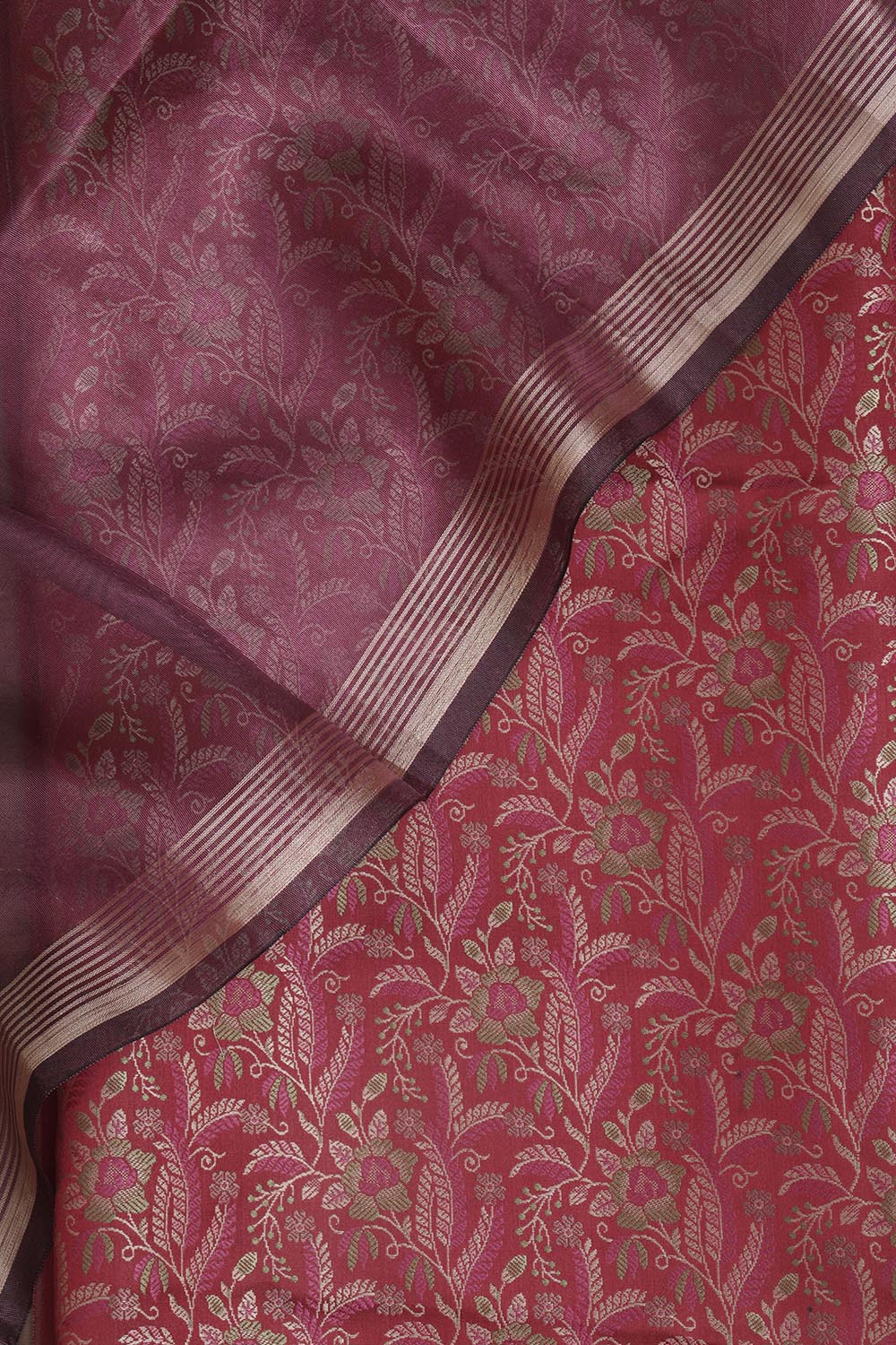Pink Banarasi Silk Tanchui Jamawar Suit With Banarasi Plain Tissue Dupatta - Luxurion World