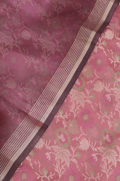 Pink Banarasi Silk Tanchui Jamawar Suit With Banarasi Plain Tissue Dupatta - Luxurion World