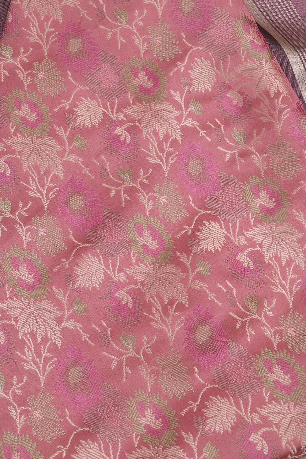 Pink Banarasi Silk Tanchui Jamawar Suit With Banarasi Plain Tissue Dupatta - Luxurion World