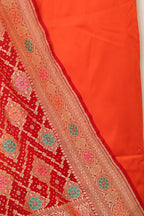 Orange Plain Silk Suit With Banarasi Bandhani Pure Georgette Dupatta - Luxurion World