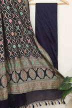 Blue Plain Silk Suit With Banarasi Bandhani Pure Georgette Dupatta - Luxurion World