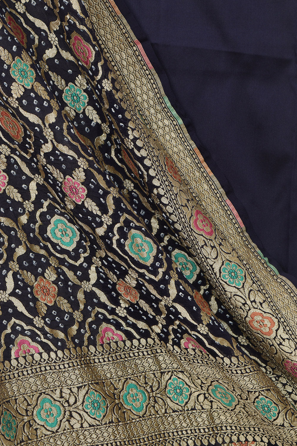 Blue Plain Silk Suit With Banarasi Bandhani Pure Georgette Dupatta - Luxurion World