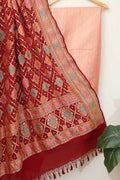 Pink Banarasi Brocade Silk Suit With Banarasi Bandhani Pure Georgette Dupatta - Luxurion World