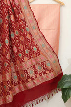 Pink Banarasi Brocade Silk Suit With Banarasi Bandhani Pure Georgette Dupatta - Luxurion World