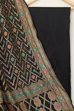 Black Plain Silk Suit With Banarasi Bandhani Pure Georgette Dupatta - Luxurion World