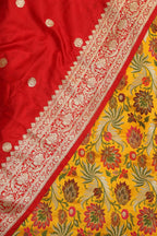 Stunning Yellow Banarasi Kimkhwab Silk Meenakari Suit With Red Handloom Banarasi Pure Katan Silk Dupatta - Luxurion World