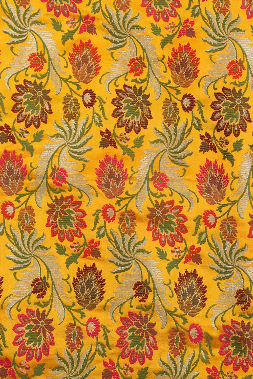 Stunning Yellow Banarasi Kimkhwab Silk Meenakari Suit With Red Handloom Banarasi Pure Katan Silk Dupatta - Luxurion World