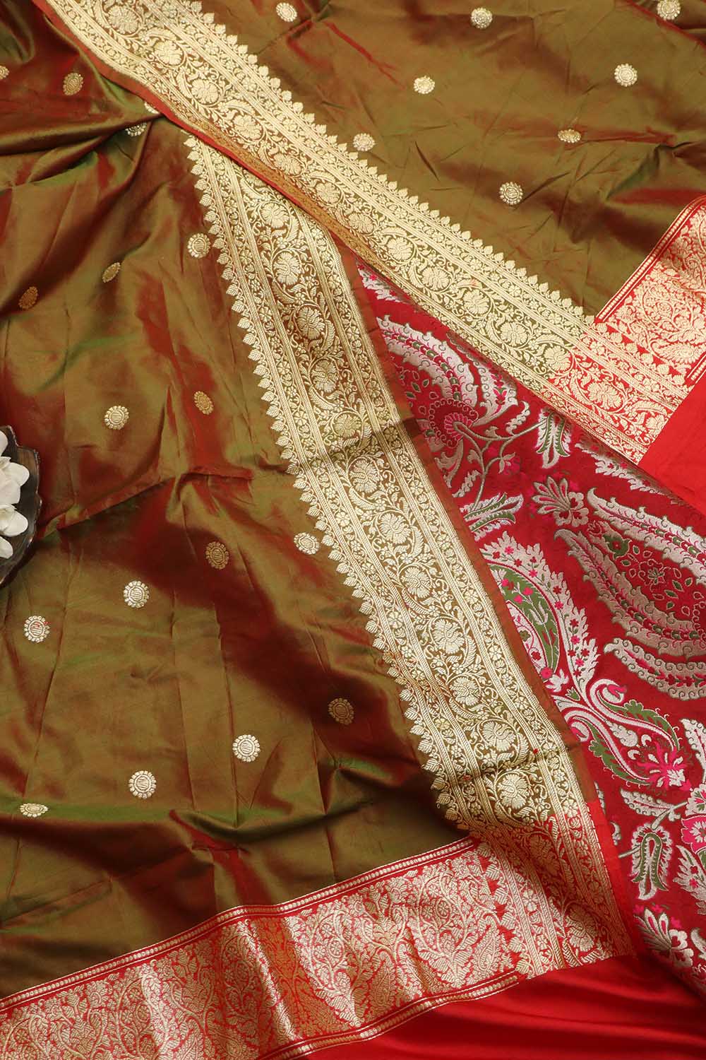 Exquisite Red Banarasi Kimkhwab Silk Meenakari Suit With Banarasi Pure Katan Silk Dupatta - Luxurion World