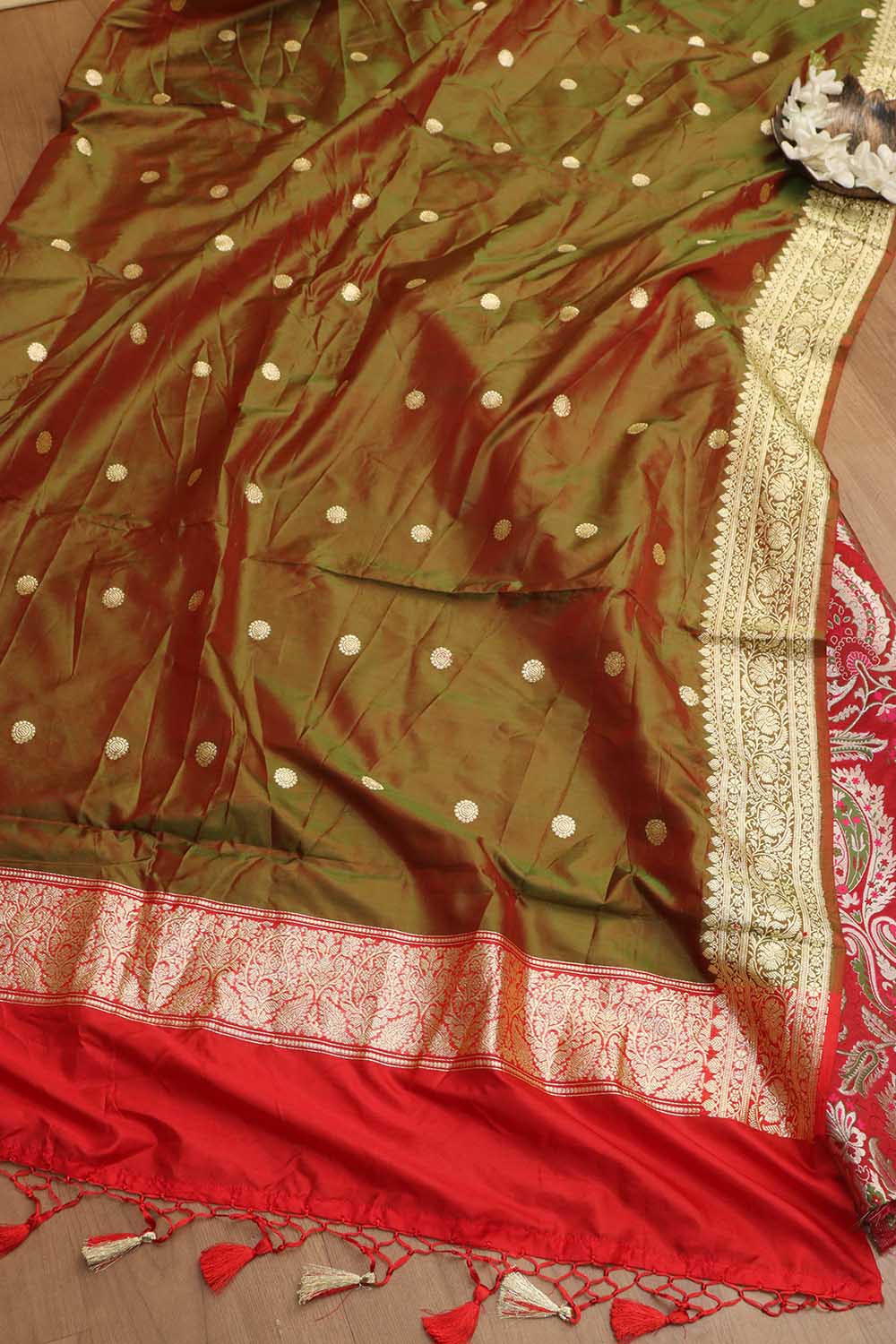 Exquisite Red Banarasi Kimkhwab Silk Meenakari Suit With Banarasi Pure Katan Silk Dupatta - Luxurion World